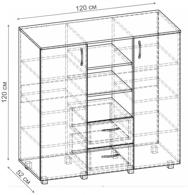 Комод Нюанс-4 К.004.1200-01 дуб молочный