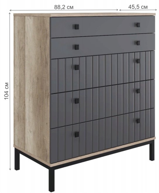 Комод Пласидо дуб каньон монумент / софт серый дым