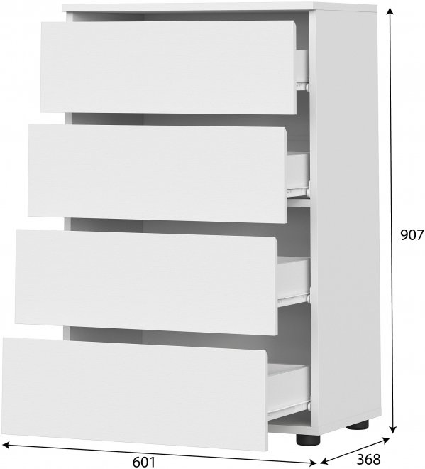 Комод Токио 4 ящика белый текстурный