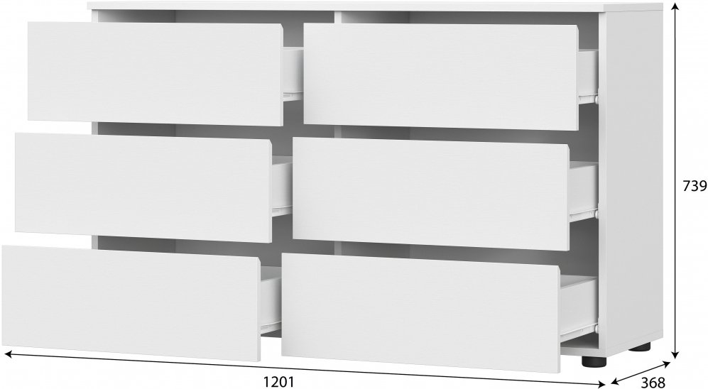 Комод Токио 6 ящиков белый текстурный