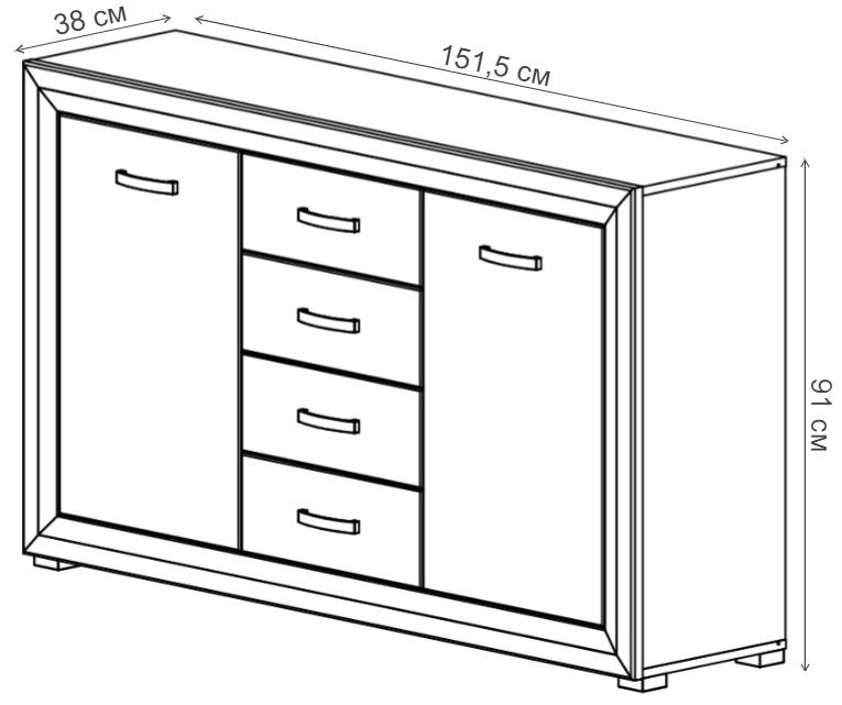 Комод Мальта KOM2D4S лиственница сибирская / орех лион
