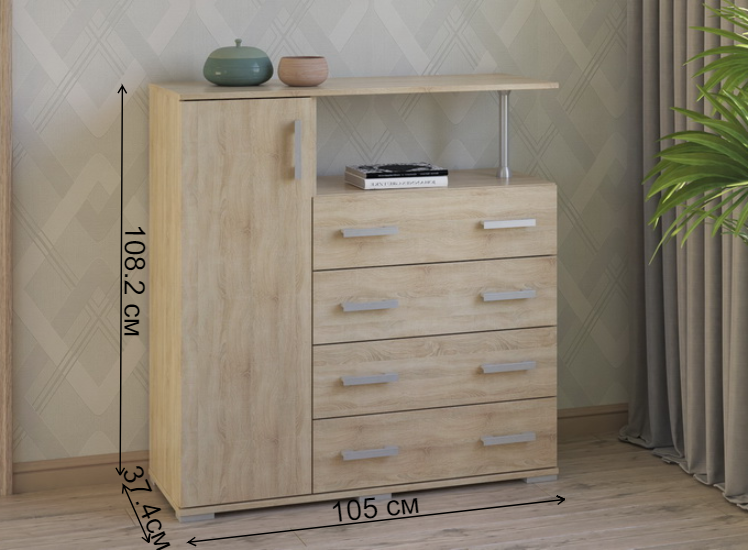 Комод Вента-10 дуб сонома левый