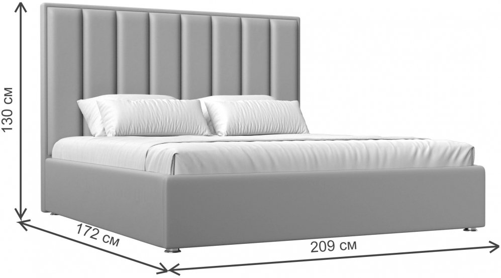 Двуспальная кровать Терра 160х200 с ПМ бежевая экокожа