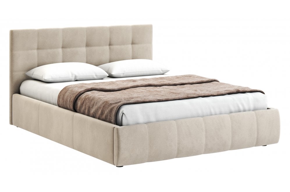 Двуспальная кровать Афродита-2 200x200 с ПМ велюр bingo plum