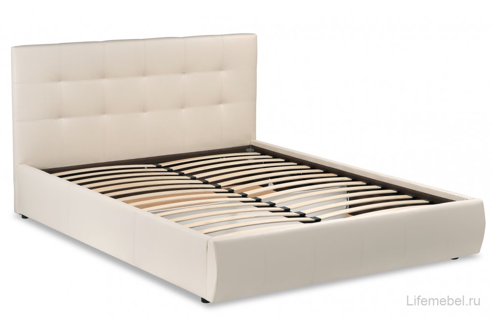 Двуспальная кровать Афродита-2 180х200 бежевый велюр bingo beige