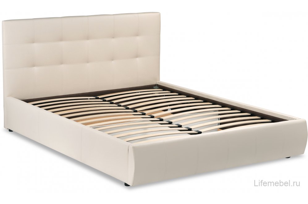 Двуспальная кровать Афродита-2 180х200 бежевый велюр bingo beige