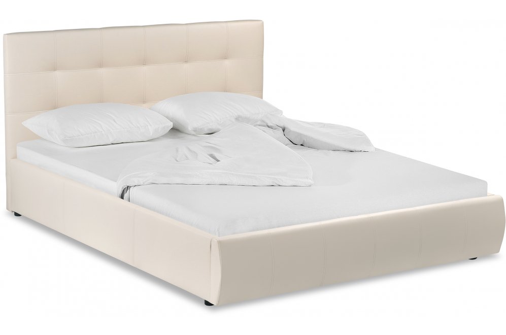 Двуспальная кровать Афродита-2 180х200 с ПМ бежевый велюр bingo beige