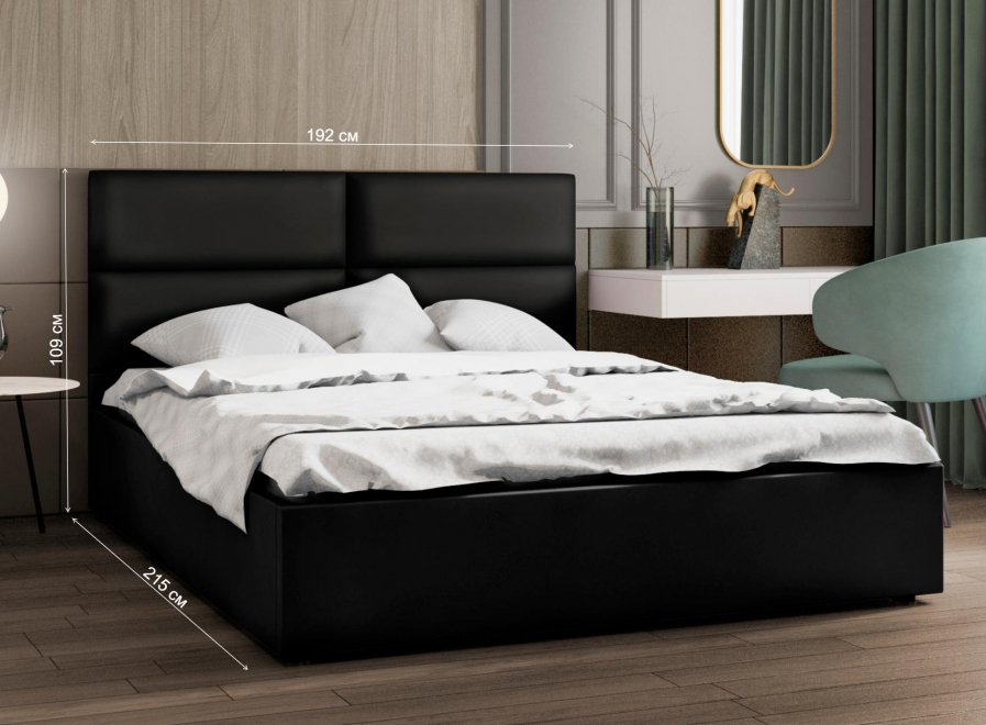 Двуспальная кровать Афродита-4 180х200 с ПМ экокожа marvel black