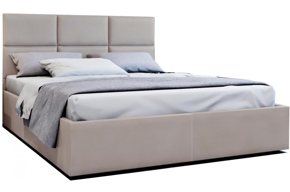 Двуспальная кровать Афродита-5 180x200 с ПМ серый велюр velutto 32