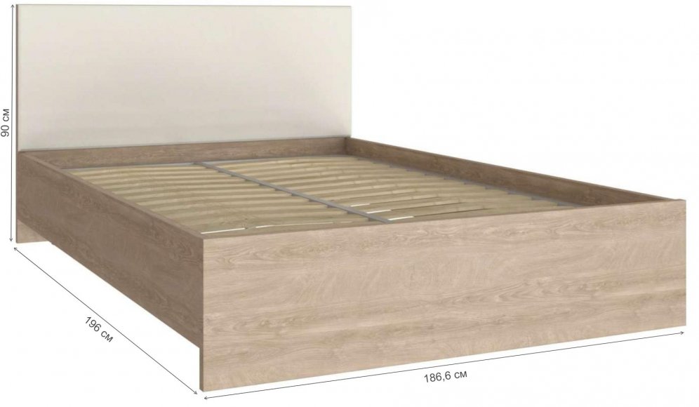 Двуспальная кровать Анастасия АН-23К 180х190 дуб роше / мисандея стоун