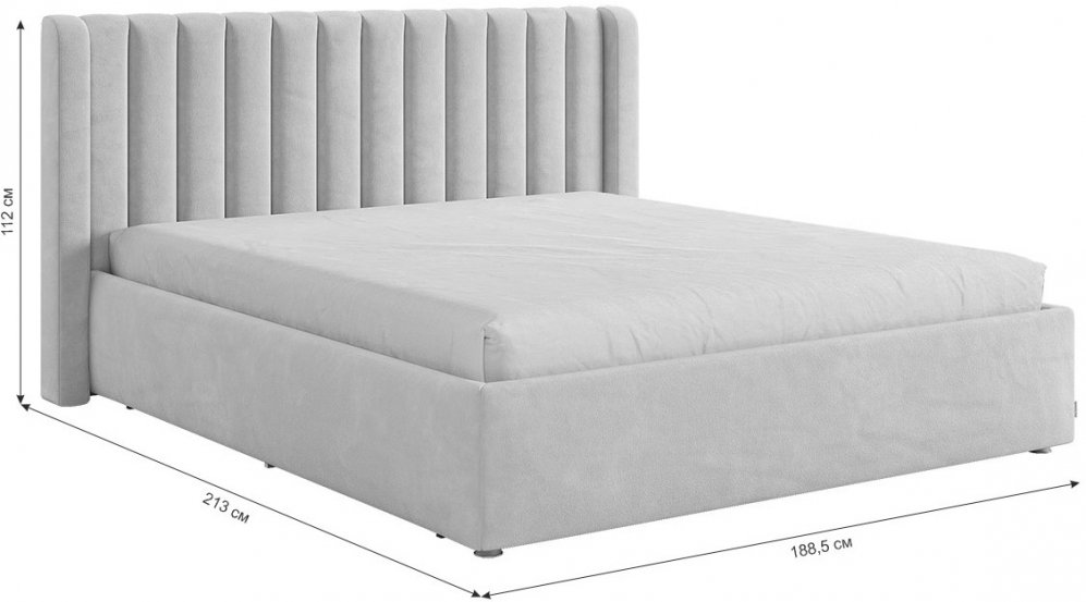 Двуспальная кровать Ева 160х200 велюр пудра