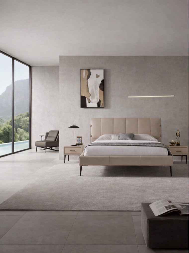 Двуспальная кровать GC1727 бежевая