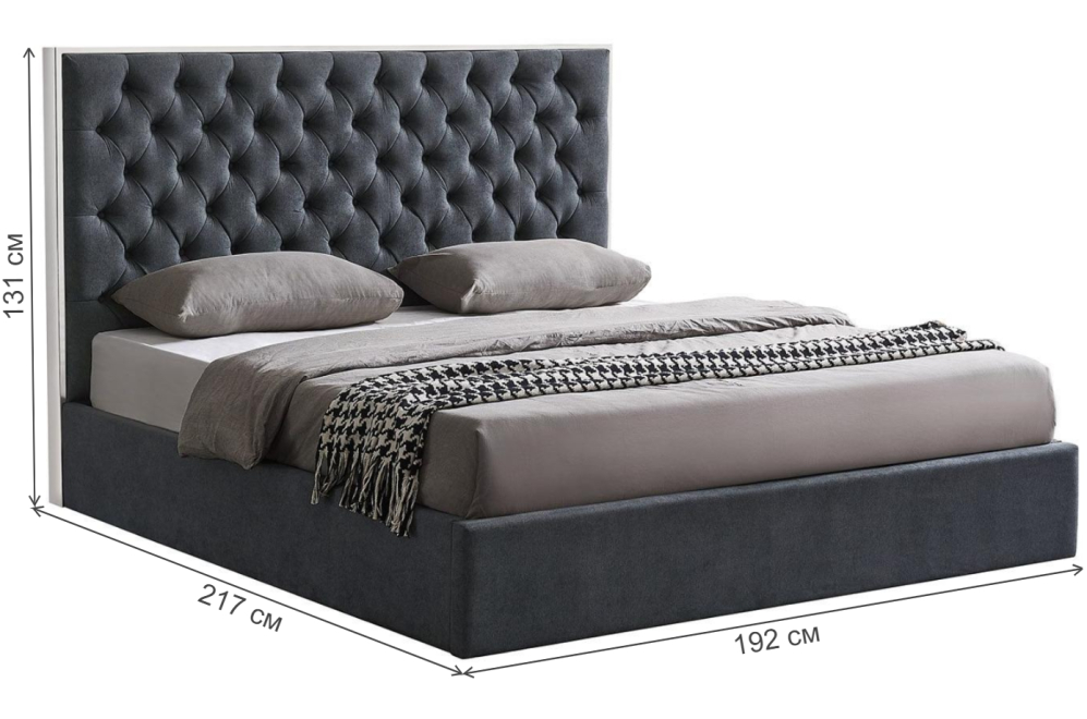 Двуспальная кровать LBD1704 180х200 с ПМ серая