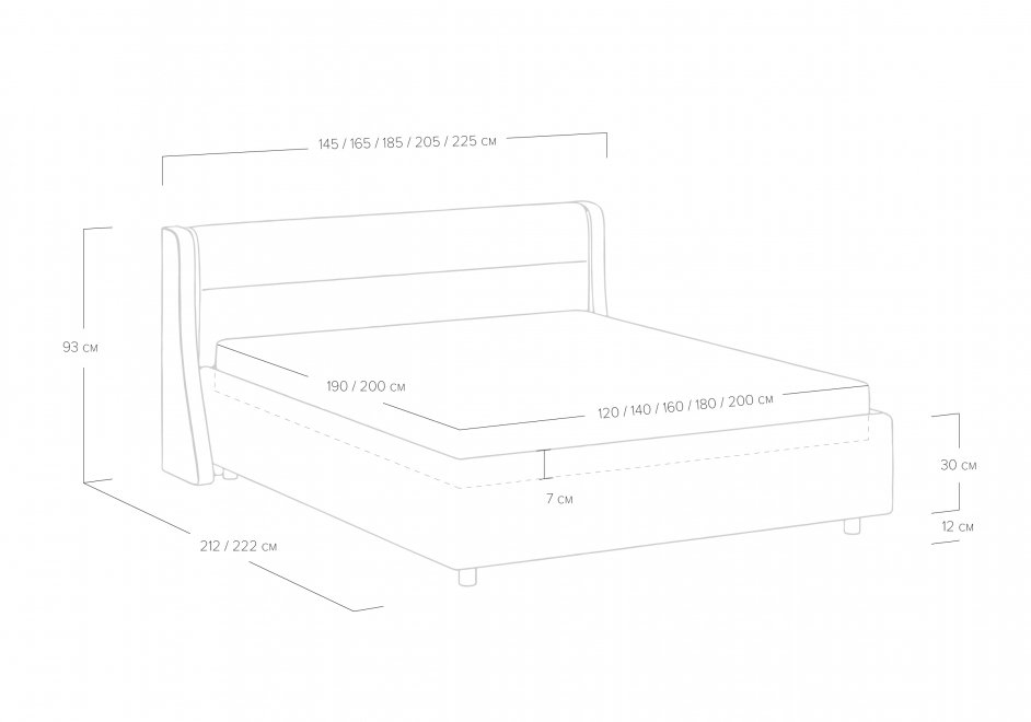 Двуспальная кровать Madrid 180x200 с основанием замша бежевый