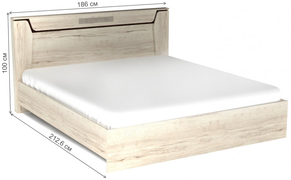 Двуспальная кровать Мале люкс 180х200 дуб галифакс белый 