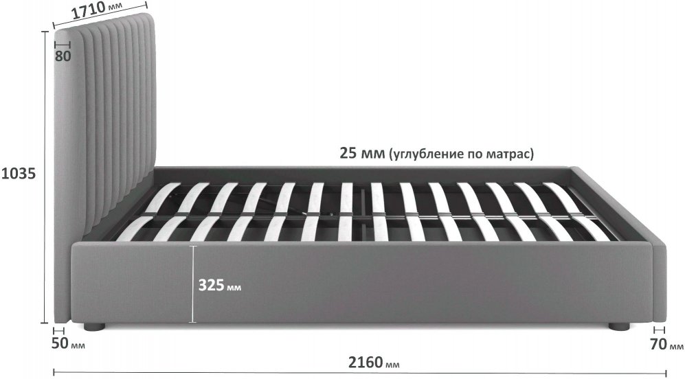 Двуспальная кровать Азелия 160х200 с ПМ синий велюр