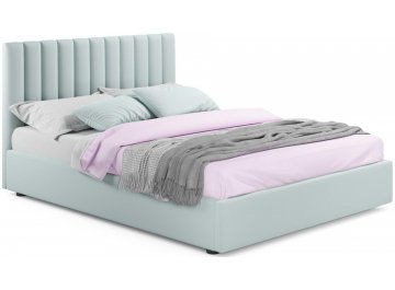 Двуспальная кровать Olivia 160х200 с ПМ синий велюр велюр мята пастель