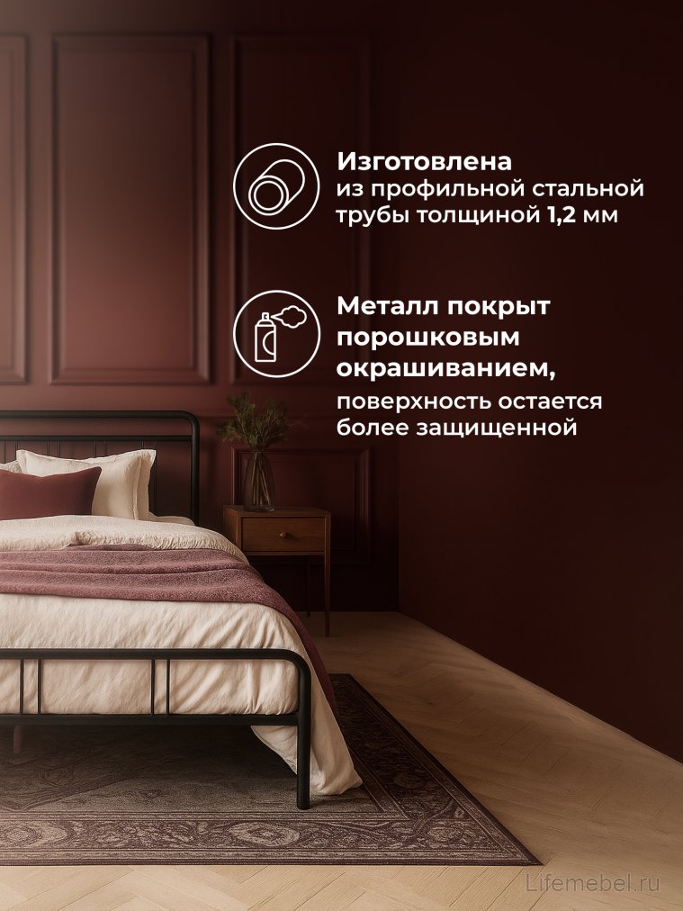 Двуспальная кровать Рейк 160х200 черная