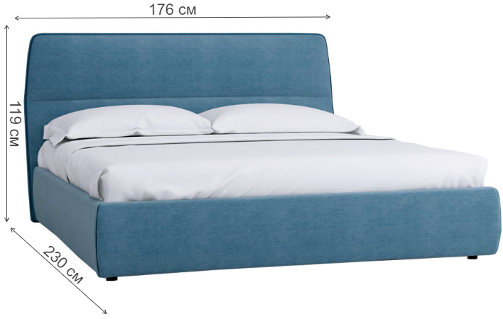 Двуспальная кровать Сканди 1.6 160х200 сапфир арт синий / кант темно-синий / орех табак с ортопедическим основанием