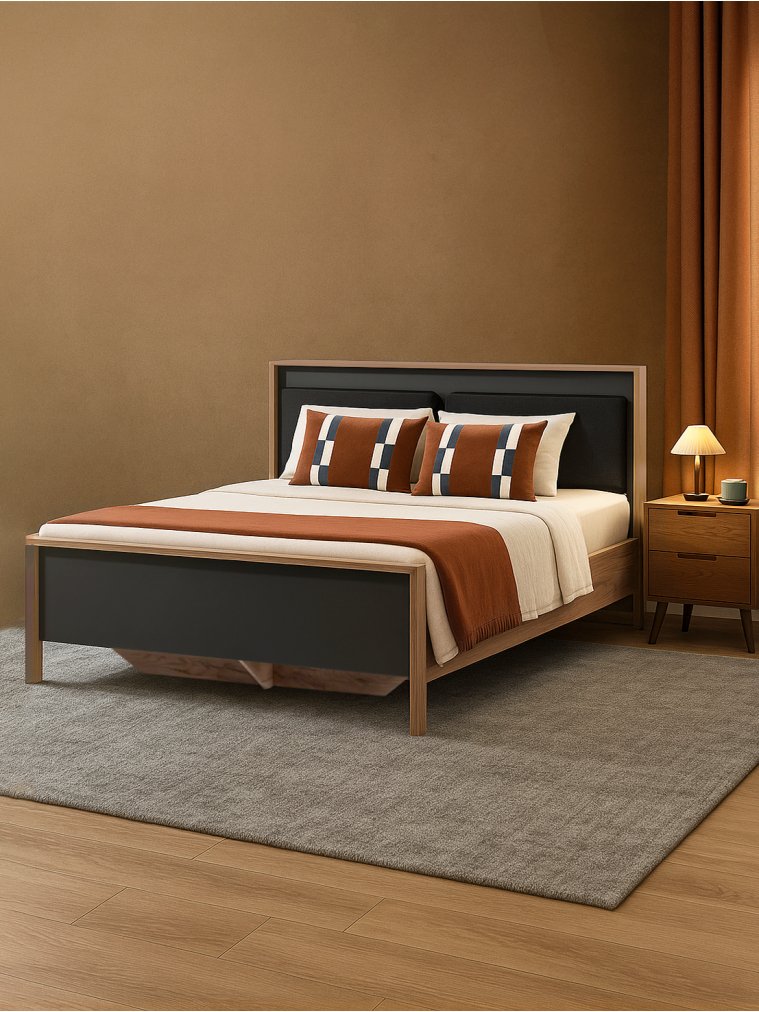 Двуспальная кровать Тхан 180х200 дуб крафт золотой / антрацит