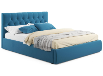 Двуспальная кровать Verona 160х200 с ПМ синий велюр