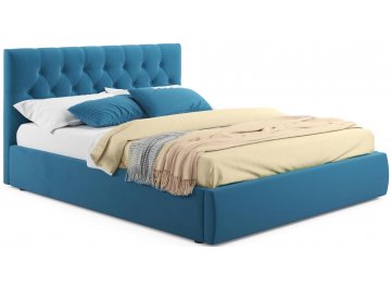 Двуспальная кровать Verona 180х200 с ПМ синий велюр