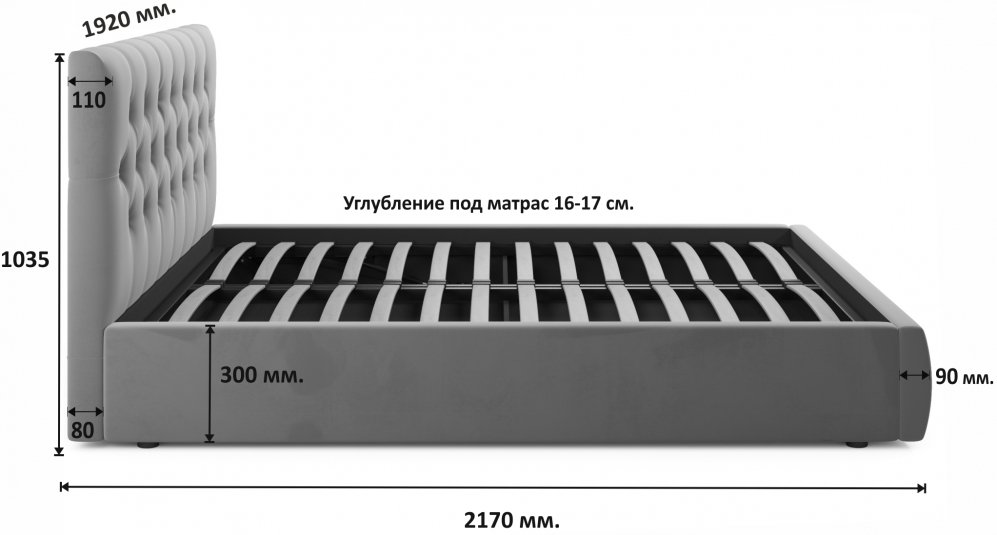 Двуспальная кровать Беллора 180х200 синий велюр