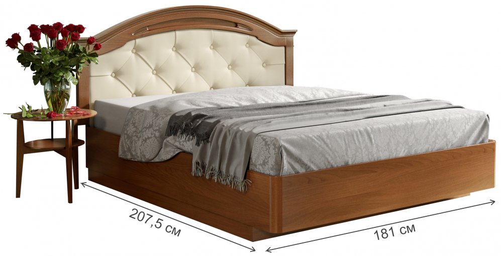 Кровать двуспальная №294 М с ПМ 160 х 200 см МК 60 саванна / слоновая кость