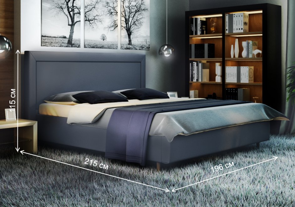 Кровать двуспальная Афродита-8-3 160 х 200 см с ПМ велюр shaggy grafit