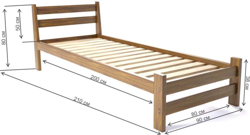 Односпальная кровать Мишка 80 x 200 см усиленная с основанием темный дуб