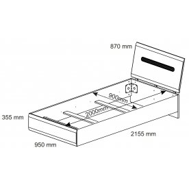 Односпальная кровать Ацтека LOZ 90x200