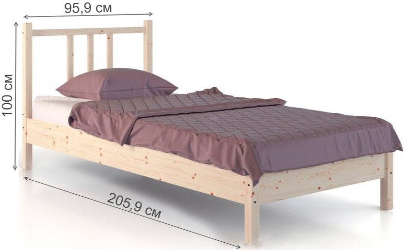 Односпальная кровать Карелия МС-21 90х200 сосна