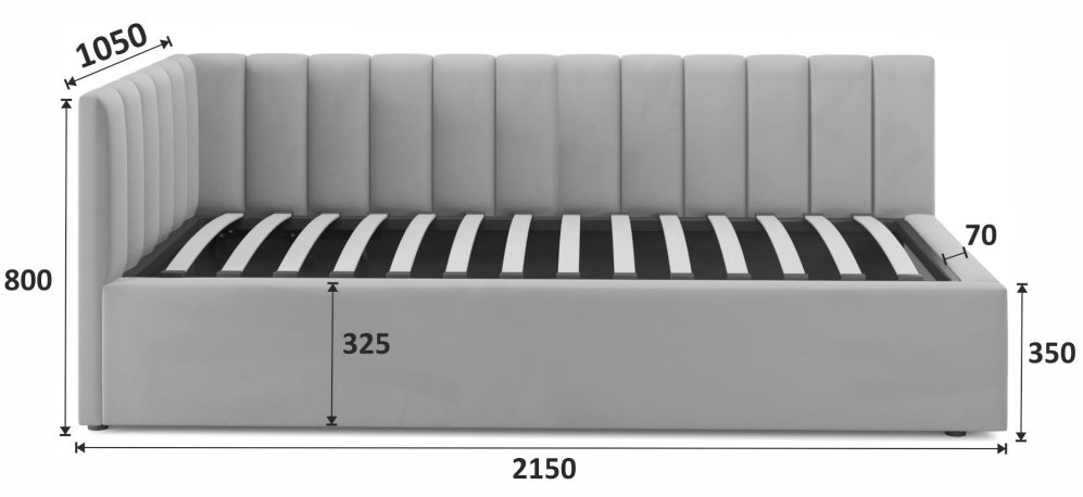 Тахта Milena 90х200 с ПМ бежевый велюр