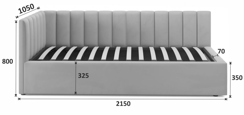 Тахта Milena 90х200 с ПМ велюр мята пастель