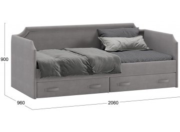 Детская кровать Кантри ТД-308.12.02 Тип 1 90х200 велюр светло-серый