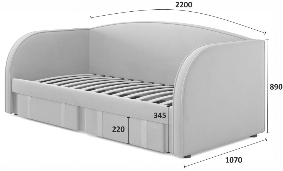 Софа Elda 90х200 велюр мята пастель