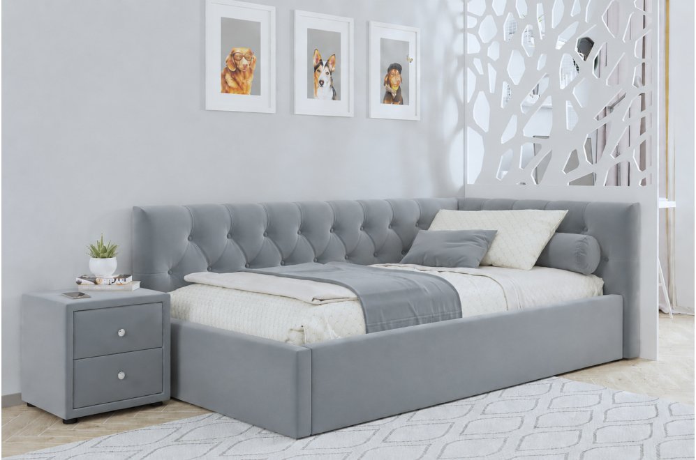 Тахта Ариэтта 90x200 с ортопедическим основанием серая