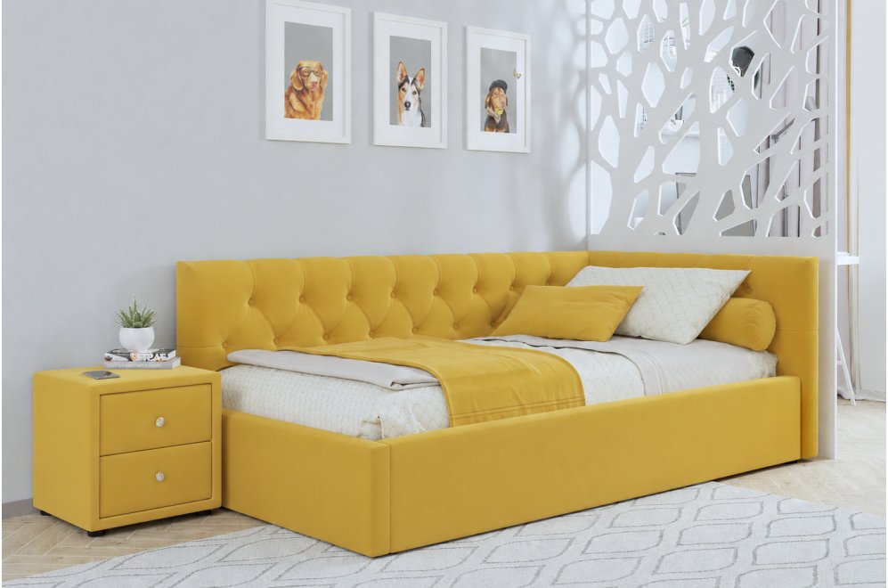 Тахта Ариэтта 90x200 с ортопедическим основанием желтая