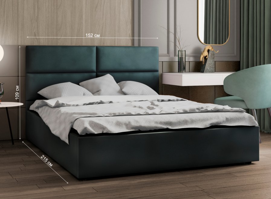 Полутораспальная кровать Афродита-4 140х200 с ПМ велюр lecco mint