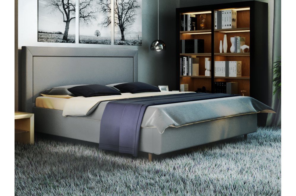 Полутораспальная кровать Афродита-8-3 140x200 с ПМ велюр bingo grey