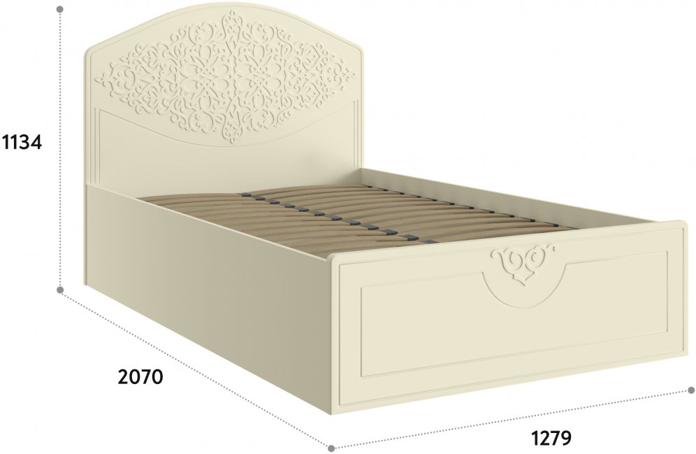 Полутораспальная кровать Ассоль плюс АС-68 120х200 с ПМ ваниль