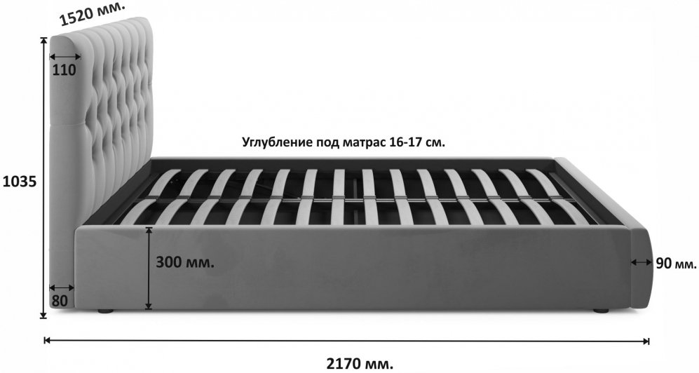 Полутораспальная кровать Беллора 140х200 с ПМ синий велюр