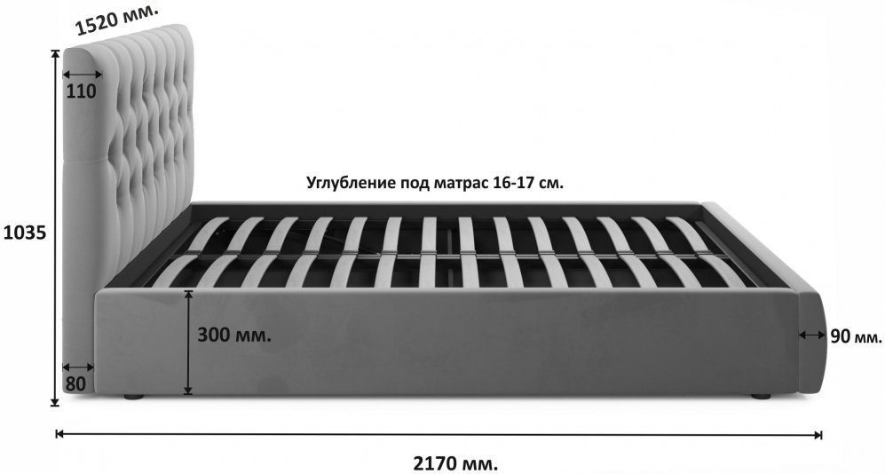 Полутораспальная кровать Беллора 140х200 с ПМ велюр шоколад