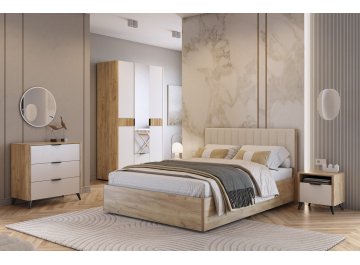 Полутораспальная кровать Юлия 140 х 200 см дуб крафт золотой / белый