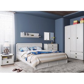 Двуспальная кровать Magellan 140x200 сосна винтаж с матрасом