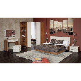 Кровать двуспальная Вирджиния ТД 233.01.02 орех вирджиния / бежевый с матрасом