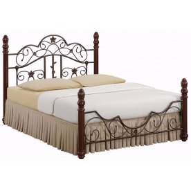 Кровать PS 8837 орех / античная бронза с матрасом