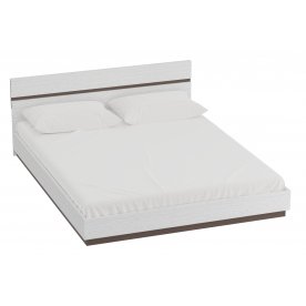 Полутораспальная кровать Виго 140х200 см белый дым глянец / венге мали с матрасом