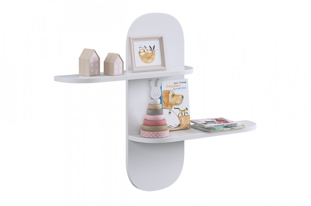 Полка навесная 2 Милана белое дерево