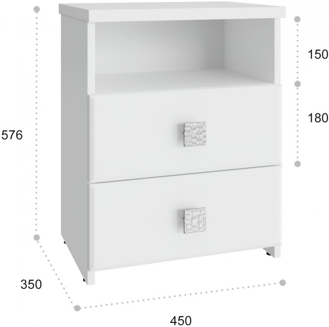 Прикроватная тумба Изабель ИЗ-58К белое дерево